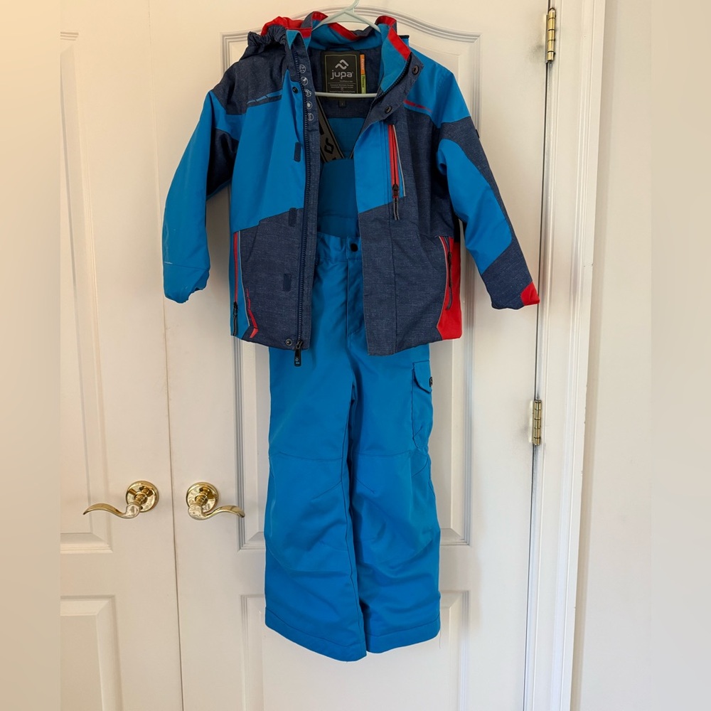 JUPA SPORTS Kids Boys Blue Winter ski snow bibs jacket 2pc Matching Set size 7